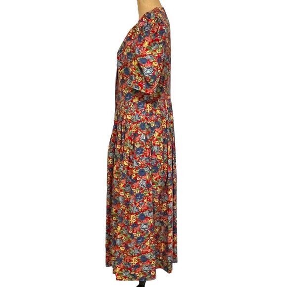 Vintage 90s dress floral print prairie, romantic cottagecore, granny 100% cotton - Picture 13 of 15